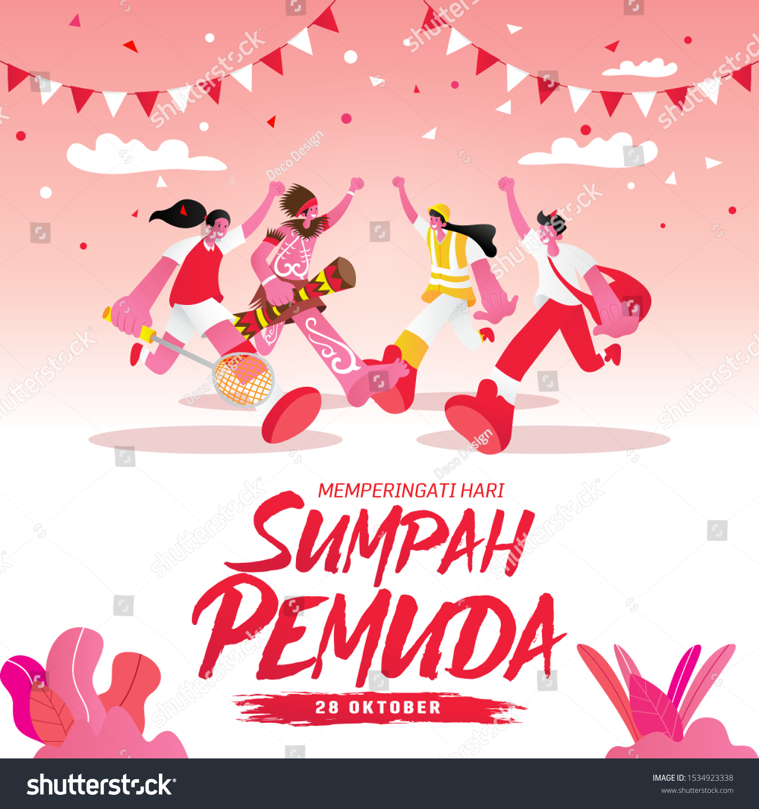 Vector Illustration Selamat Hari Sumpah Pemuda Stock Vector Royalty