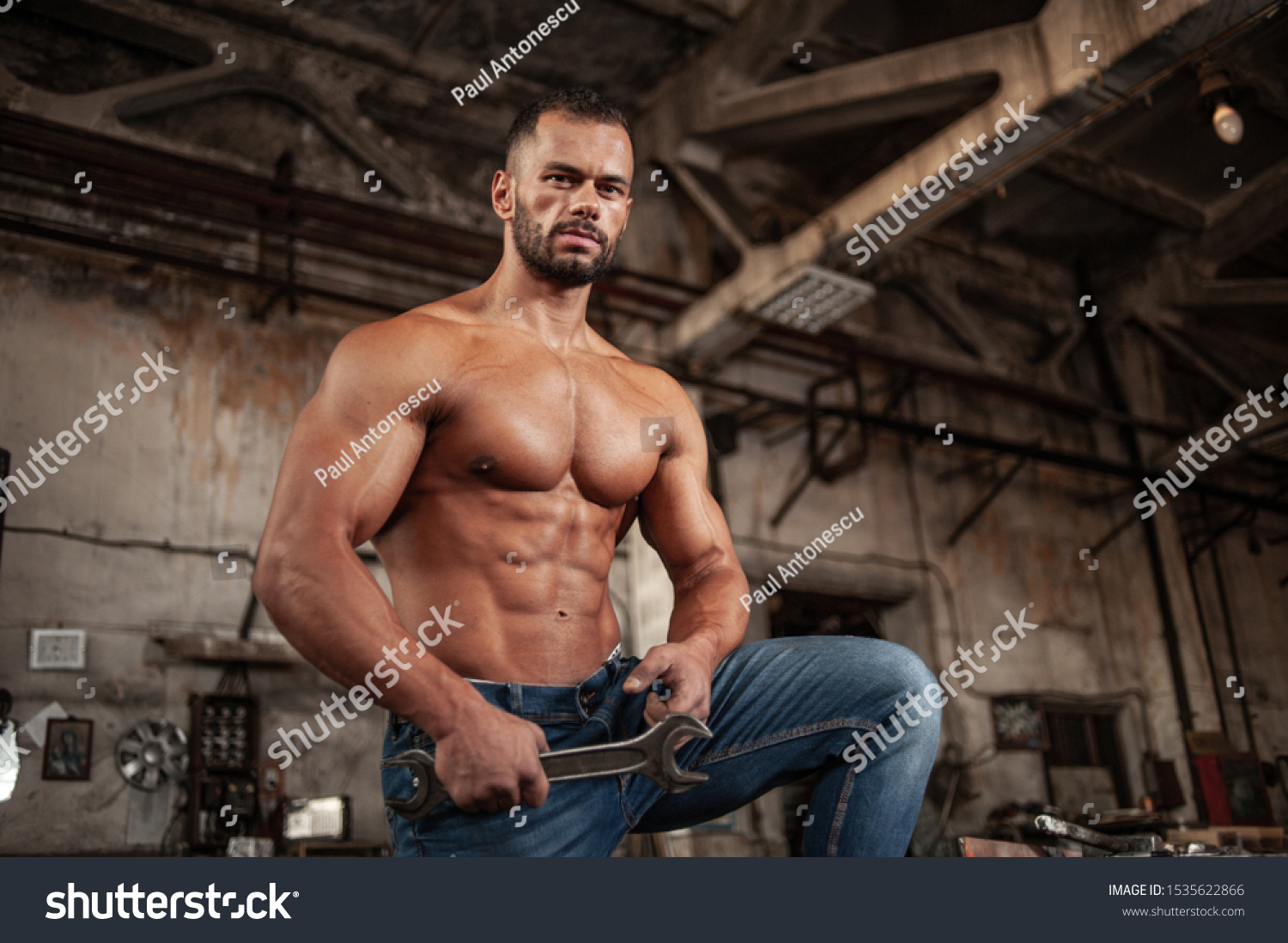 Muscled Half Naked Man Work Old Stock Photo Shutterstock