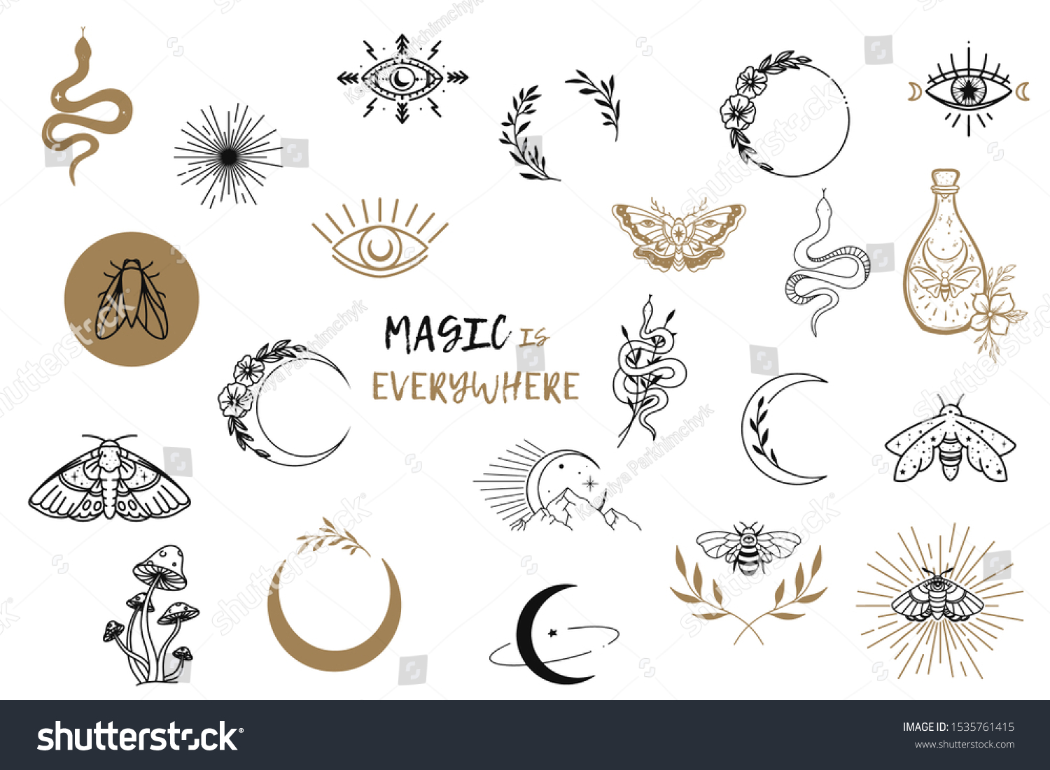 Vector Witch Magic Design Elements Set Stock Vector Royalty Free