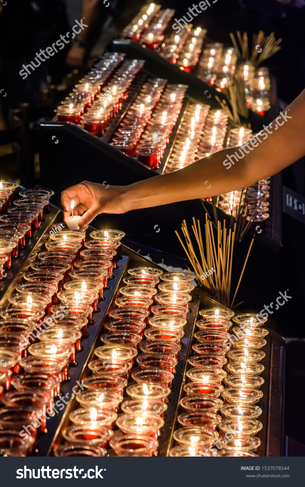 Naked Arm Woman Placing Small Lit Stock Photo Shutterstock