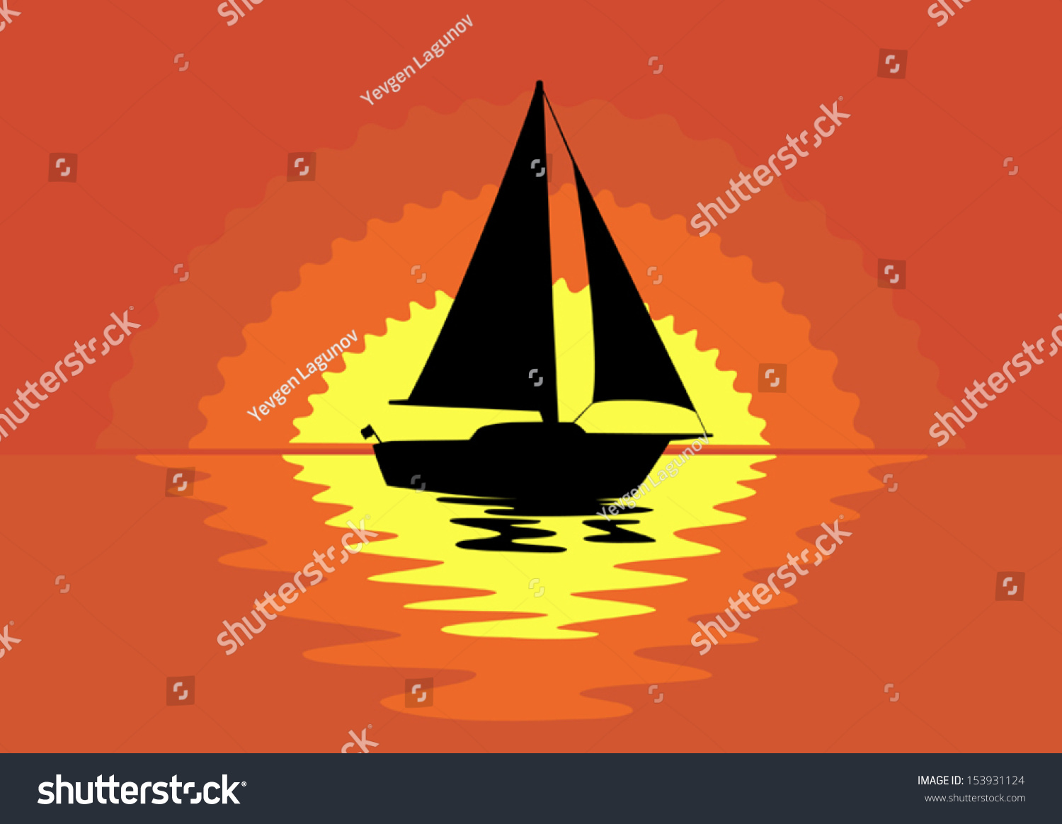 Vector Sailboat Silhouette Sunset Stock Vector Royalty Free 153931124