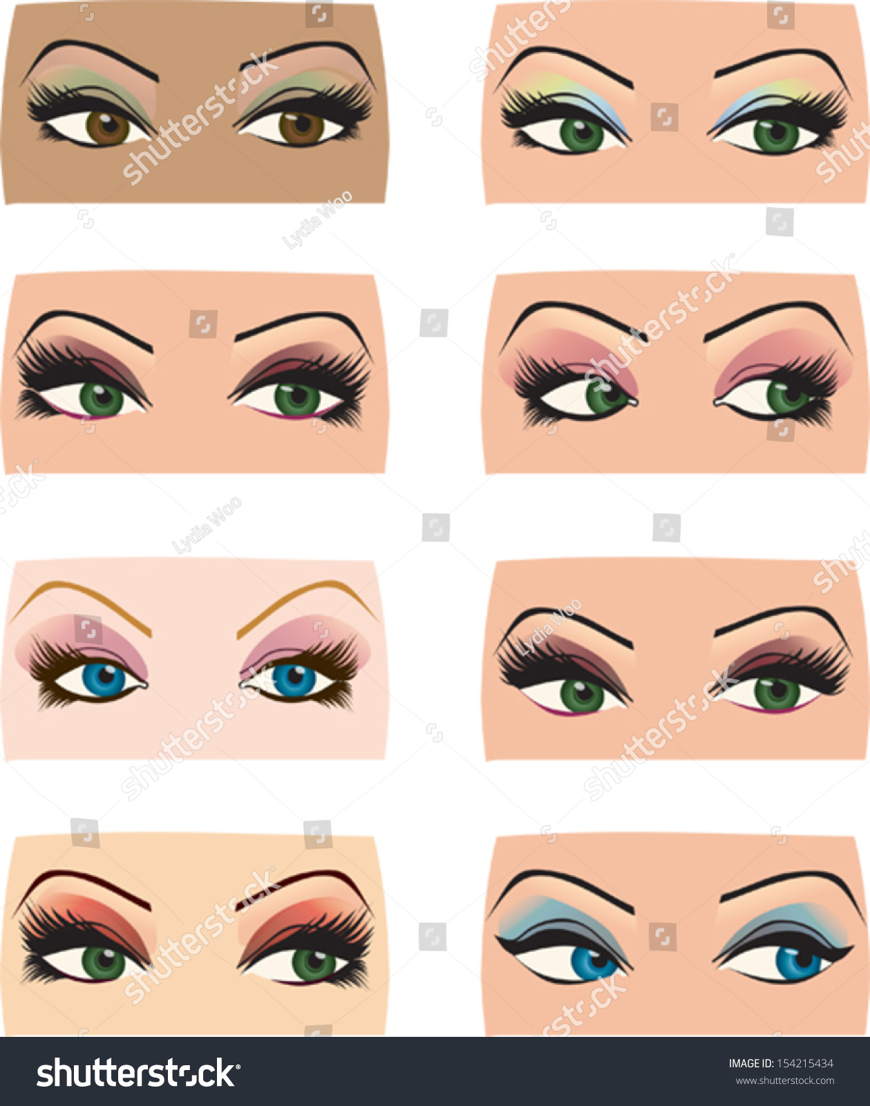 Set Female Eyes Different Shapes Makeup Stock Vector Royalty Free