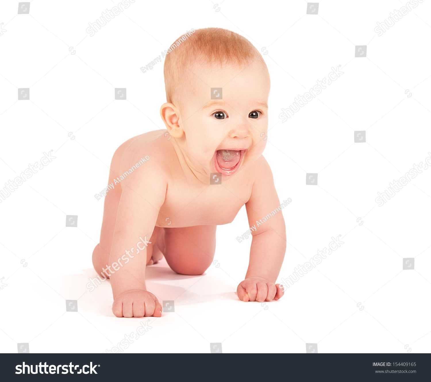 Happy Naked Baby Isolated On White Foto Stock 154409165 Shutterstock