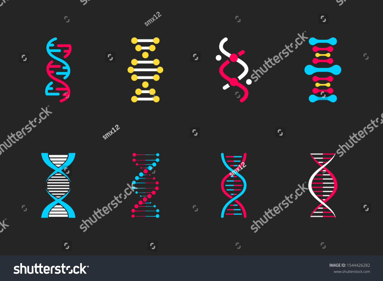 Set Dna Icons Life Gene Model Stock Vector Royalty Free 1544426282