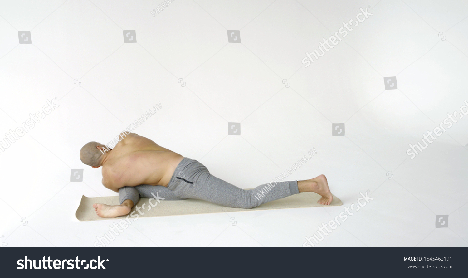 Sportsman Naked Torso Training Alone Tensing Stock Photo