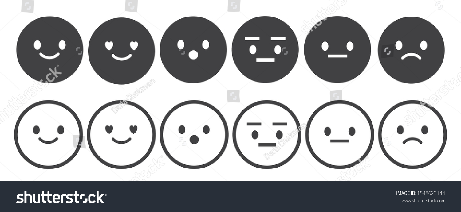 Set Outline Emoticons Emoji Isolated On Stock Vector Royalty Free