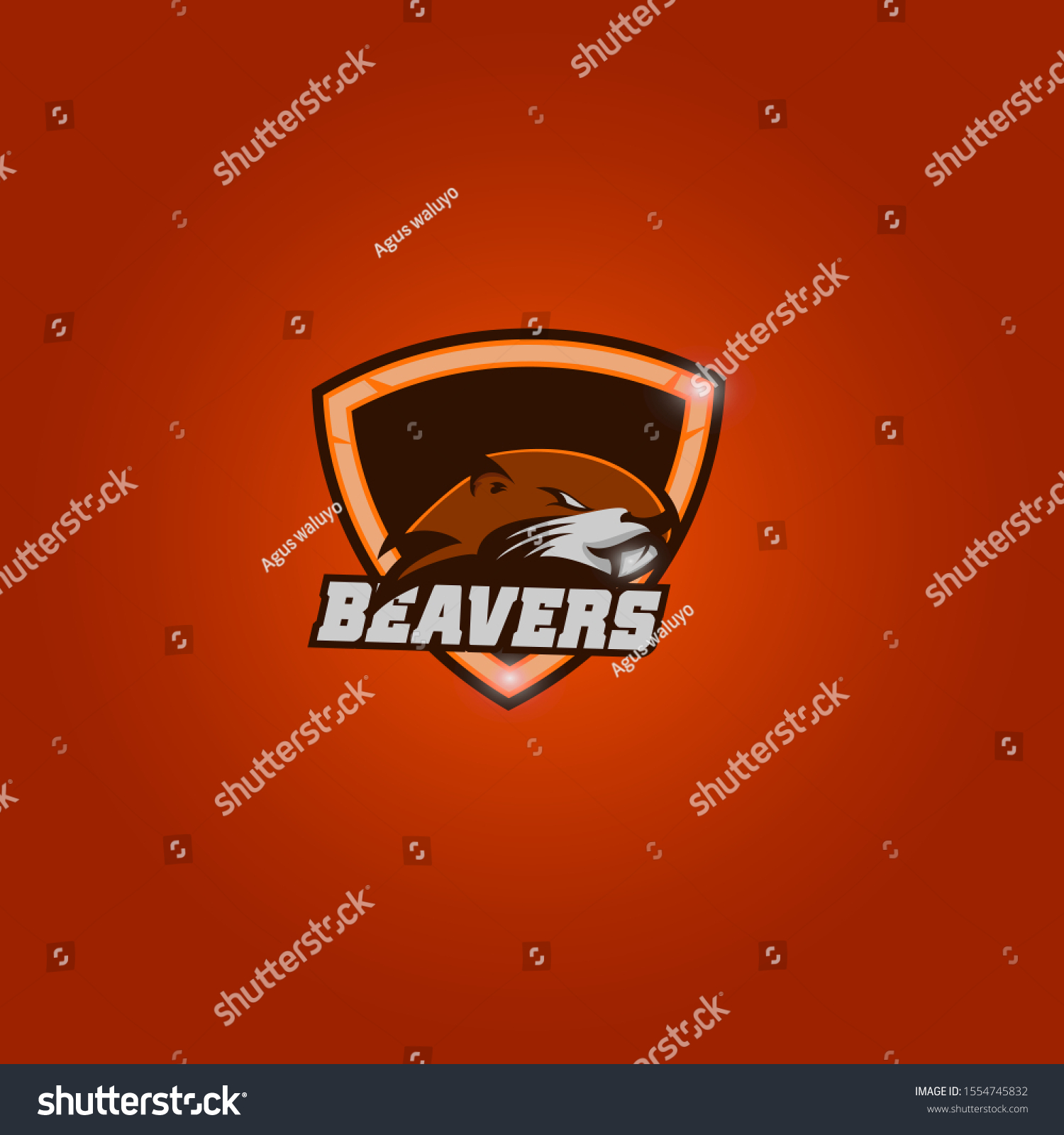 Vektor Stok Beavers Mascot Logo Esport Vector Illustration Tanpa