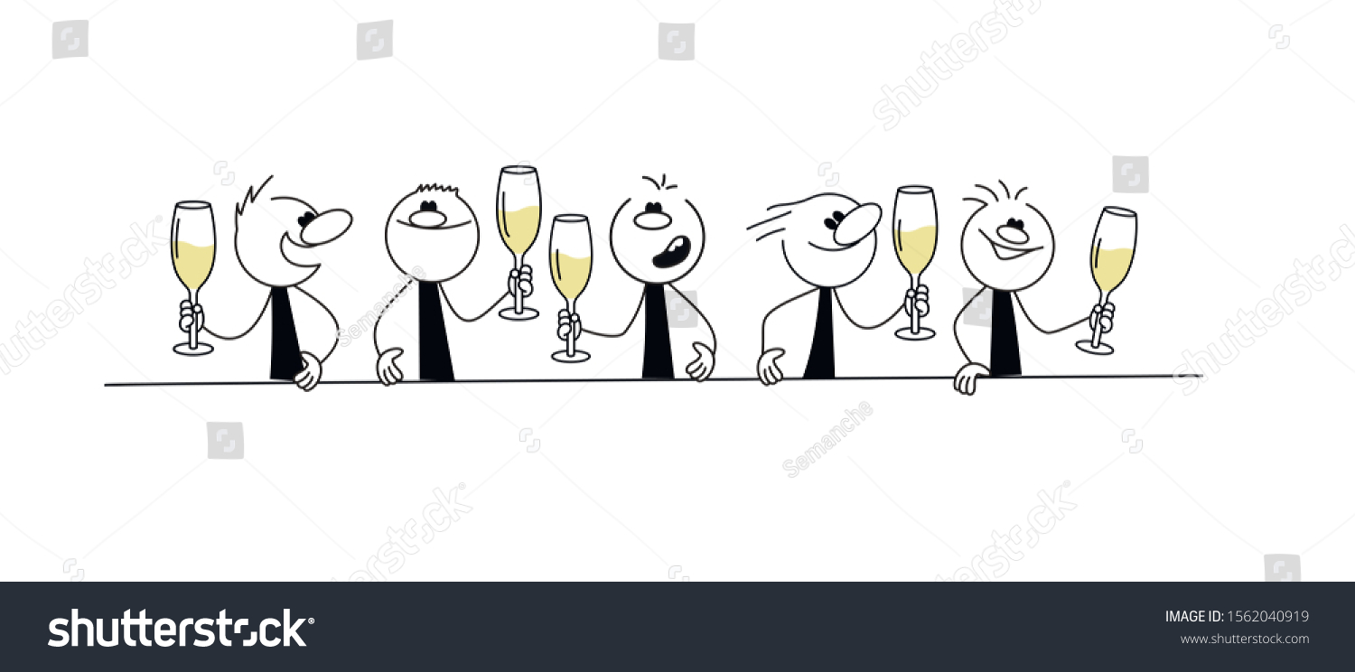 Doodle Stick Figure Group People Clink Stock Vector Royalty Free