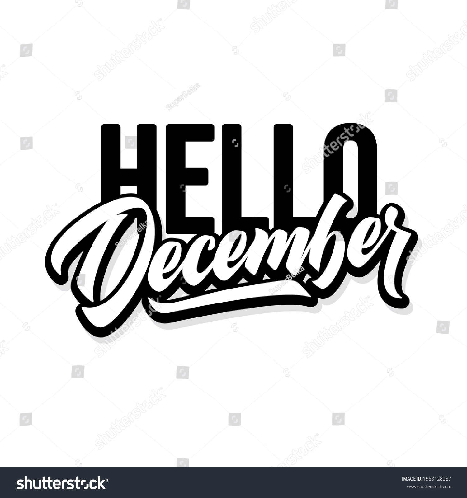 Hello December Handwritten Lettering Vector Illustration Stock Vector