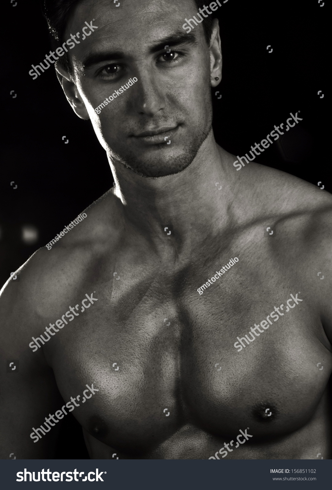 Portrait Handsome Nude Man Over Dark Stock Photo Shutterstock