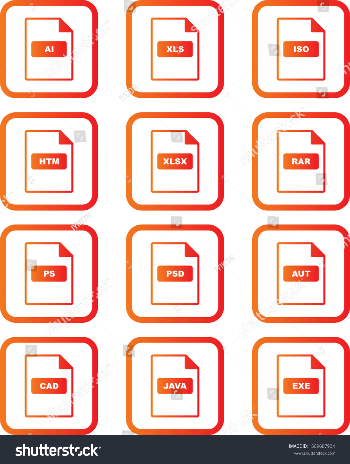 Set File Formats Icons Isolated Vector De Stock Libre De Regal As