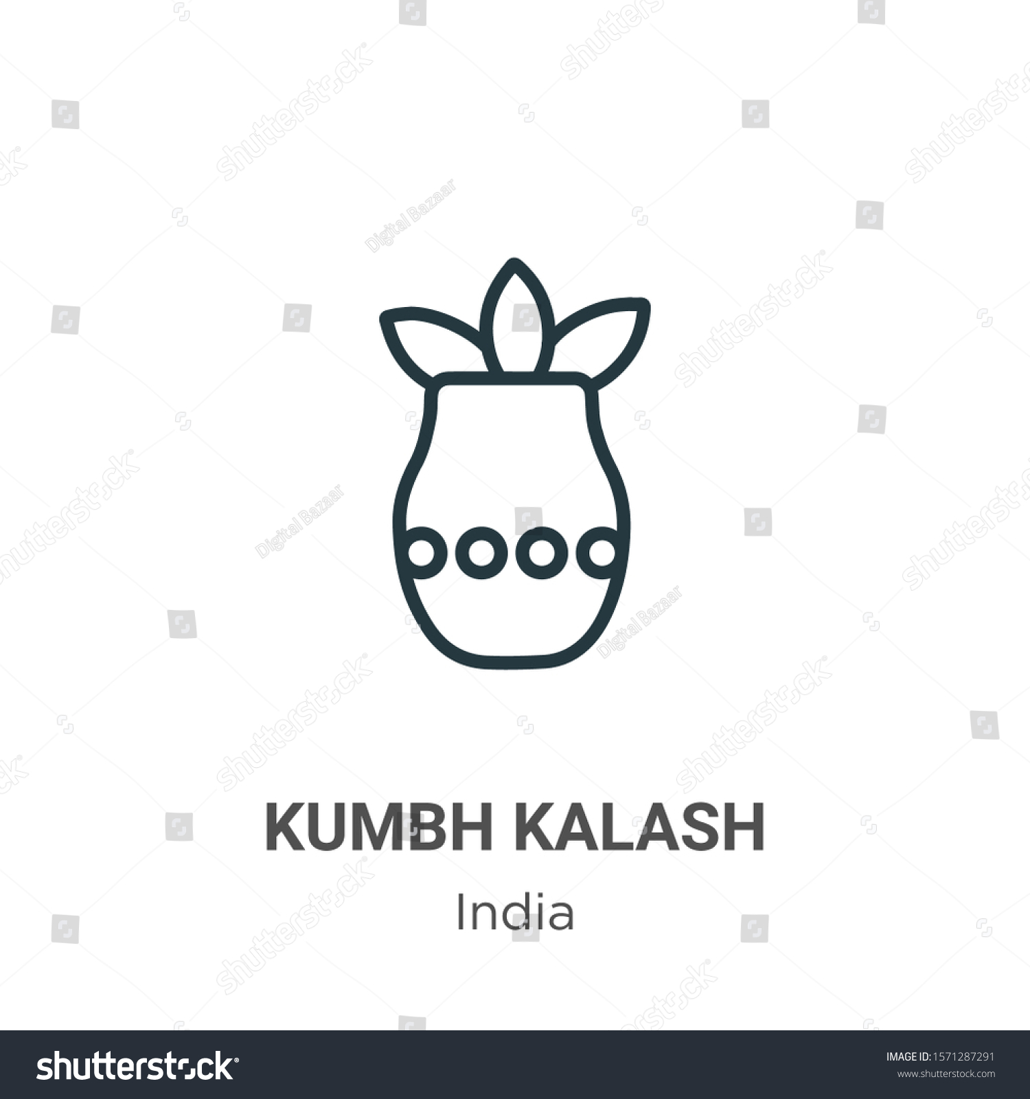 Kumbh Kalash Outline Vector Icon Thin Stock Vector Royalty Free