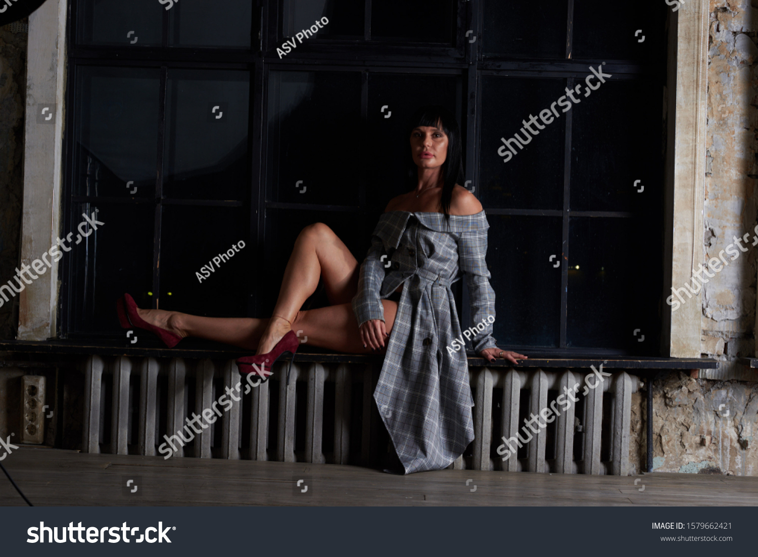 Hot Sexy Curvy Brunette Posing Front Stock Photo 1579662421 Shutterstock