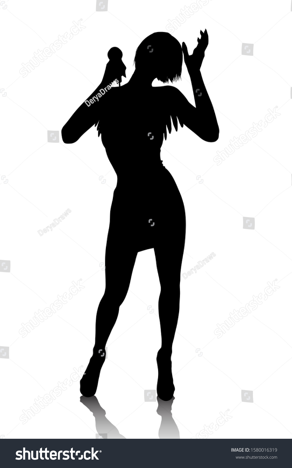 Female Singer Silhouette Isolated On White Stock Vector Royalty Free