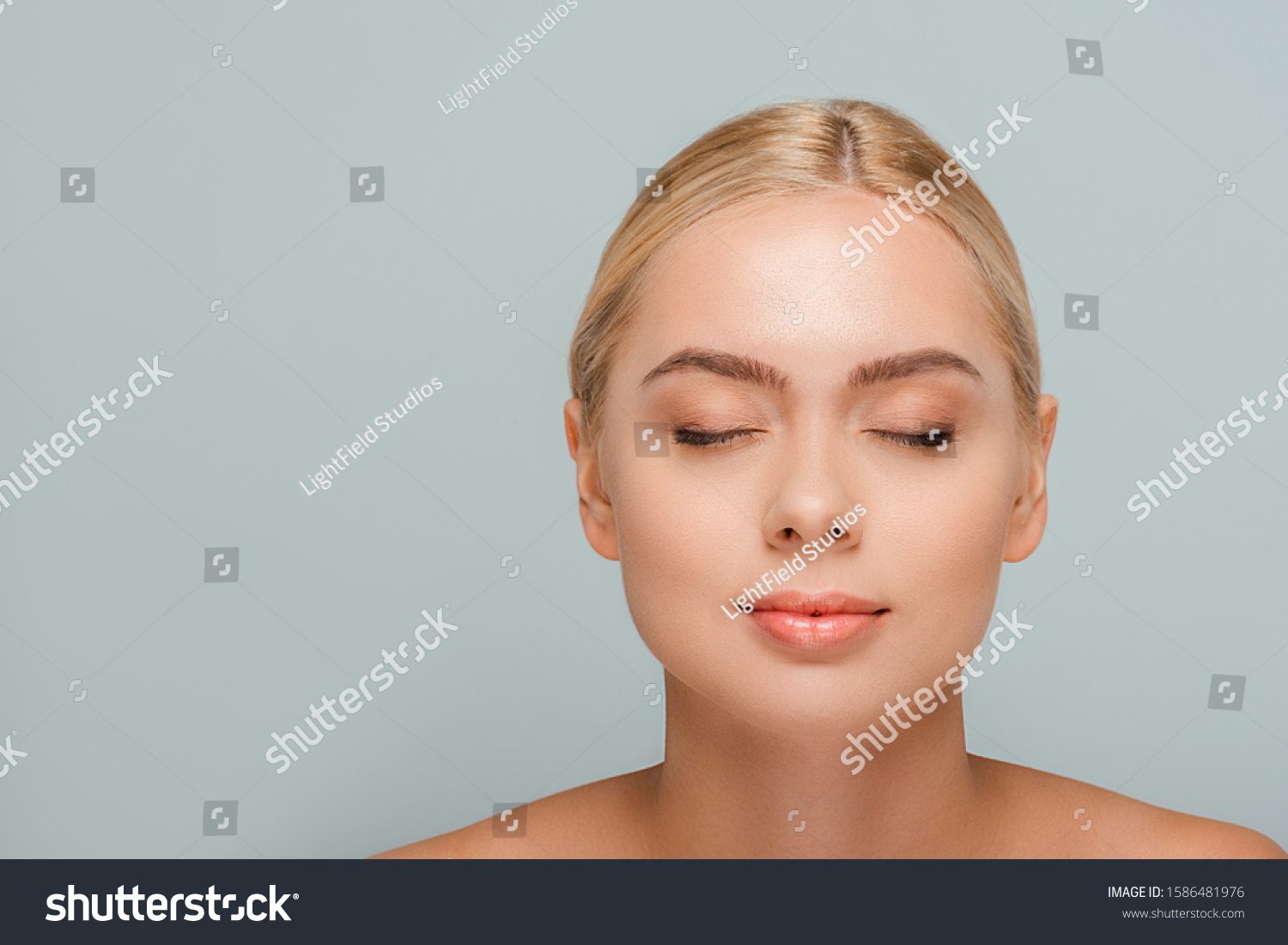 Naked Woman Closed Eyes Isolated On Shutterstock