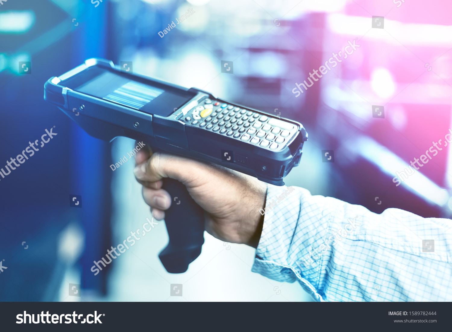 Modern Warehouse Management Hand Terminal Logistic Stock Photo