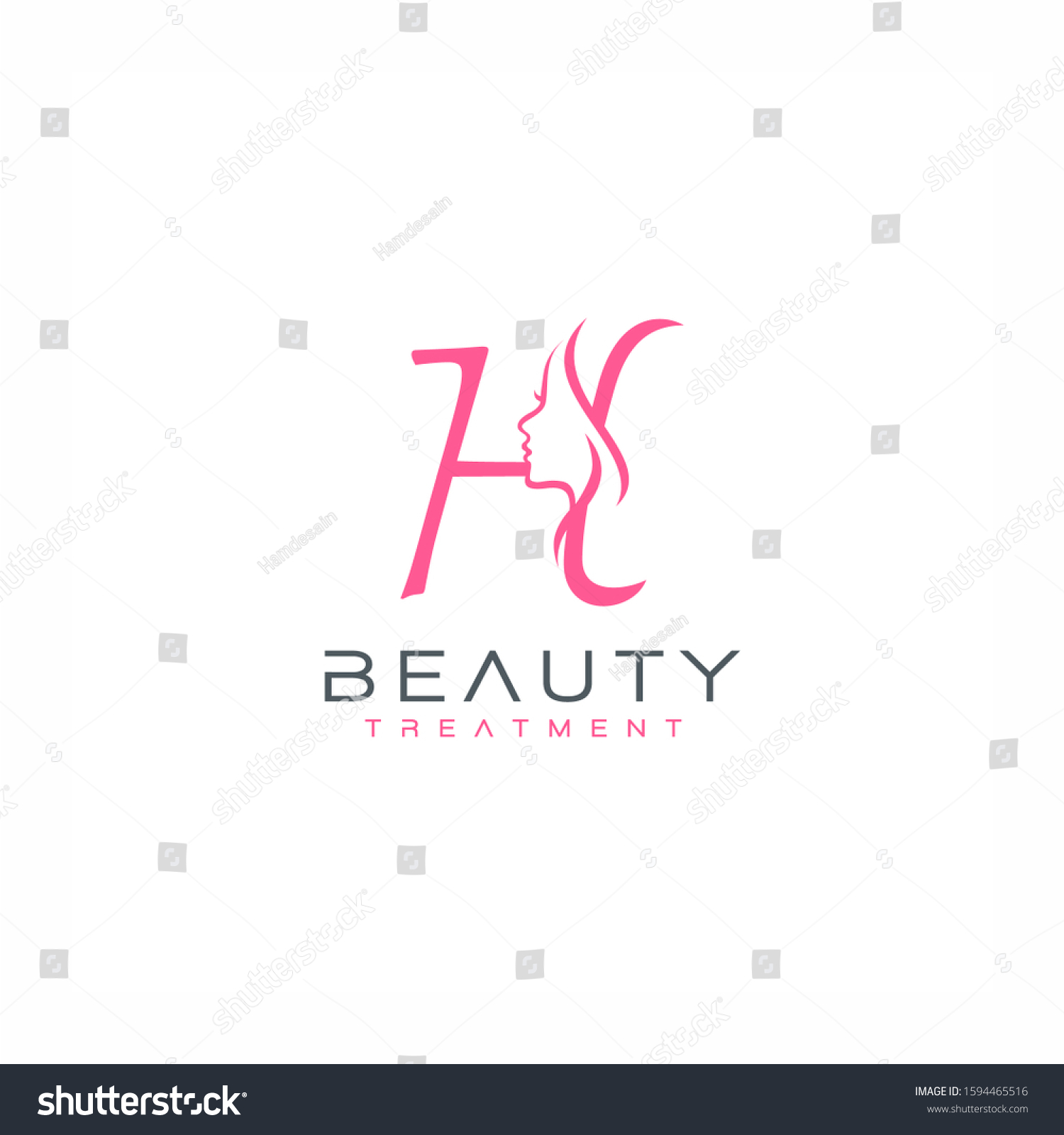 Letter H Beauty Face Logo Design Stock Vector Royalty Free