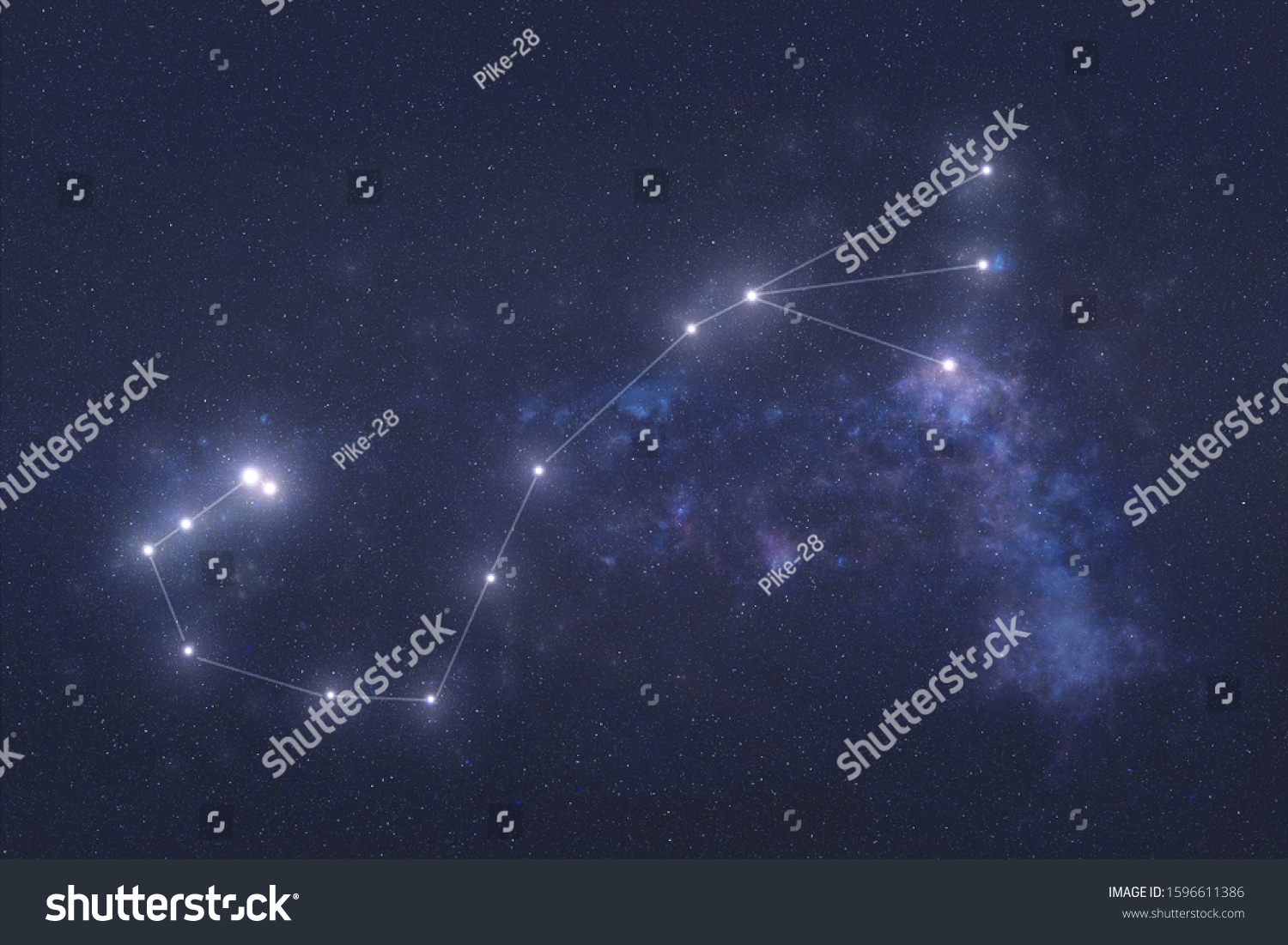 Scorpio Constellation Stars Outer Space Zodiac Foto Stock 1596611386