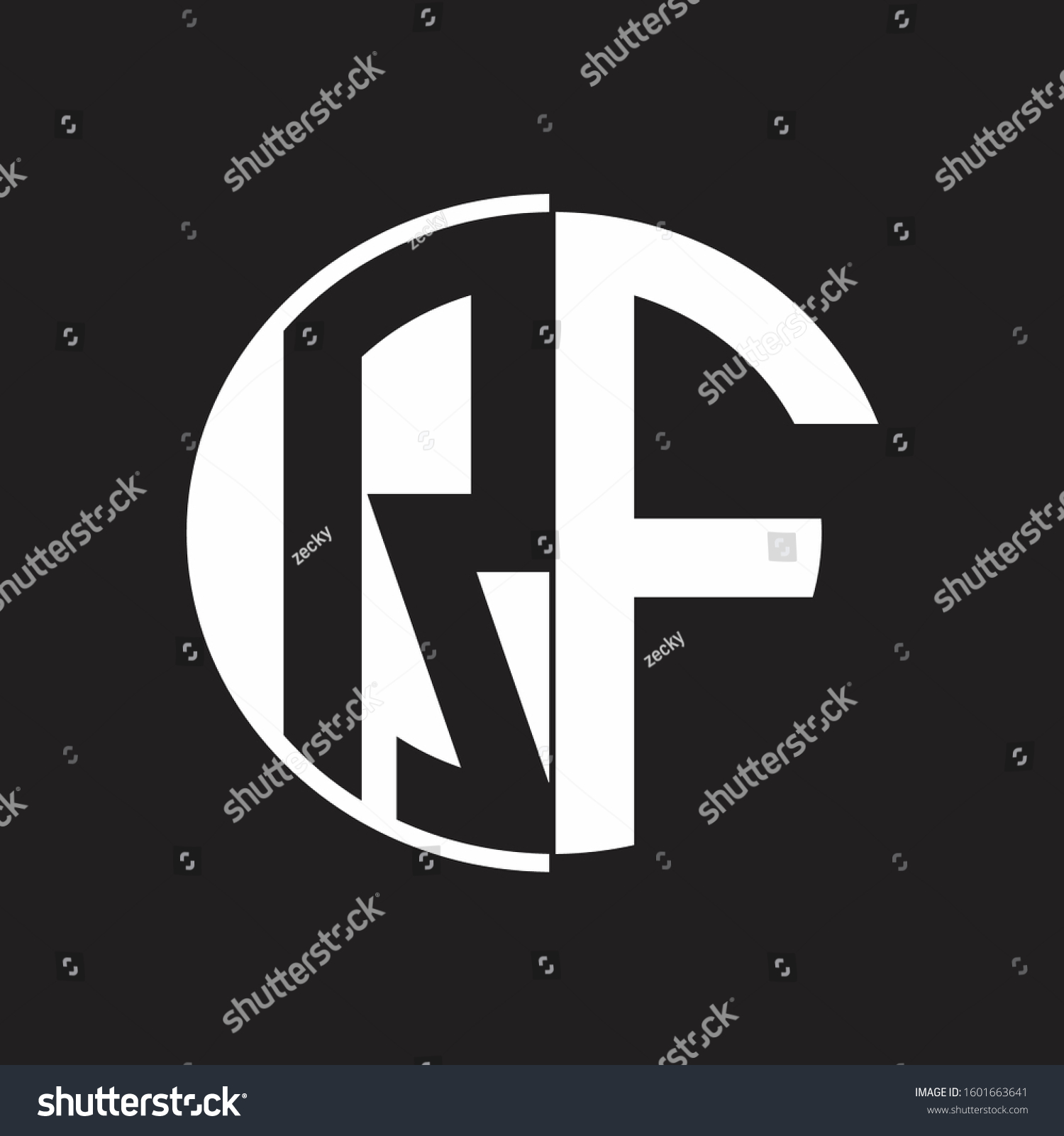 Rf Logo Monogram Negative Space Style Stock Vector Royalty Free