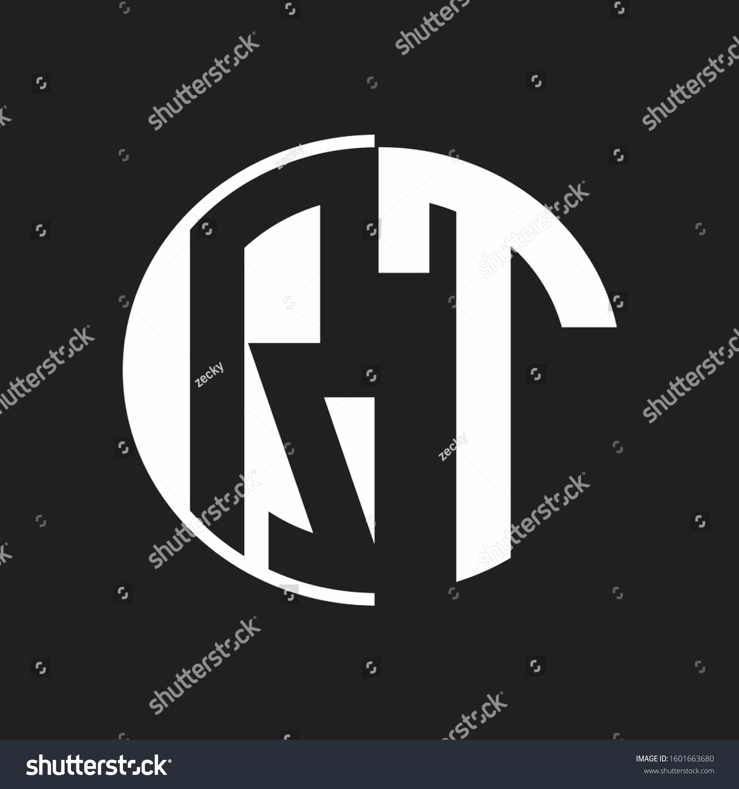 Rt Logo Monogram Negative Space Style Stock Vector Royalty Free