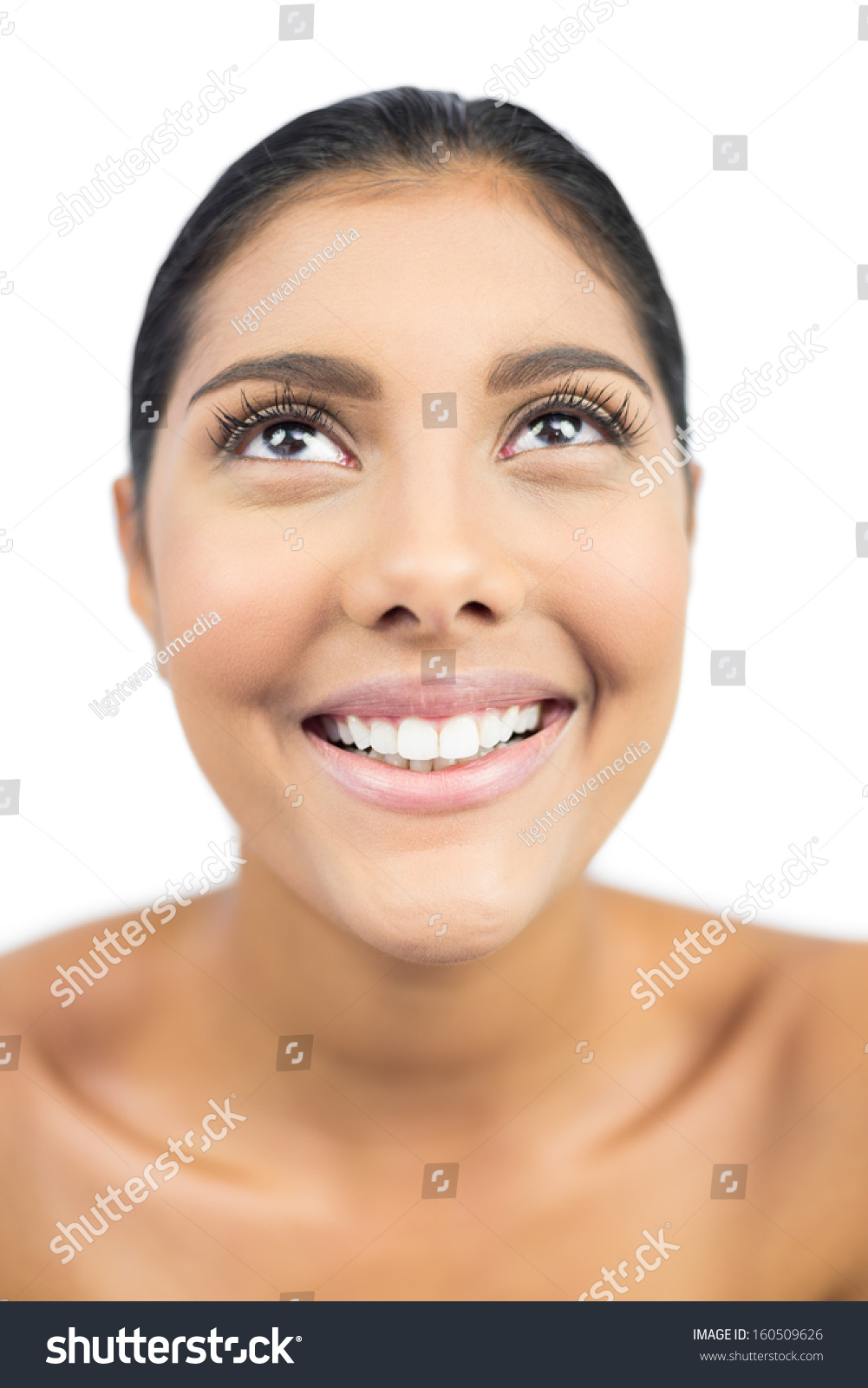 Smiling Nude Brunette Looking On White Stock Photo Shutterstock