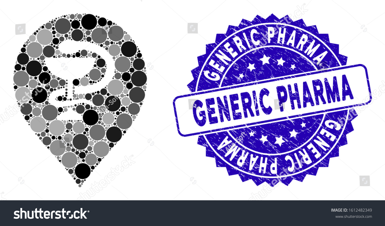 Mosaic Healthcare Snake Marker Icon Grunge Stock Vector Royalty Free