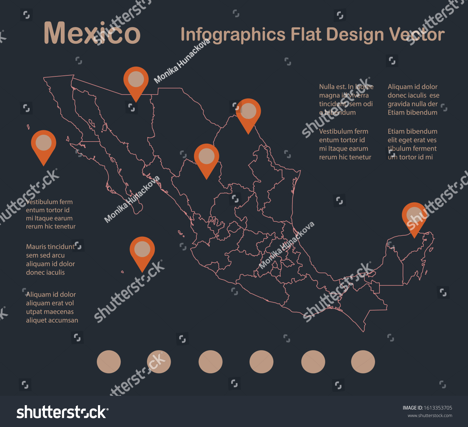 Infographics Mexico Map Outline Flat Design Stock Vector Royalty Free