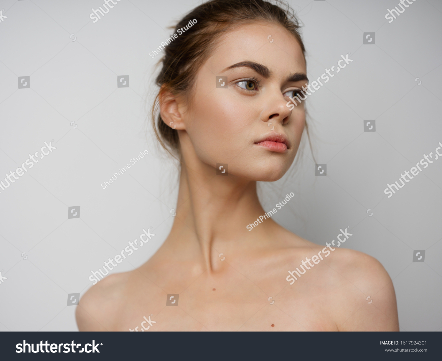 Naked Shoulders Clean Skin Cropped View Stock Photo