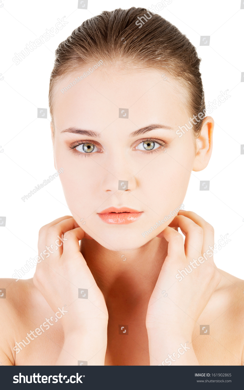 Attractive Naked Womans Face Closeup Isolated Stock Photo Shutterstock