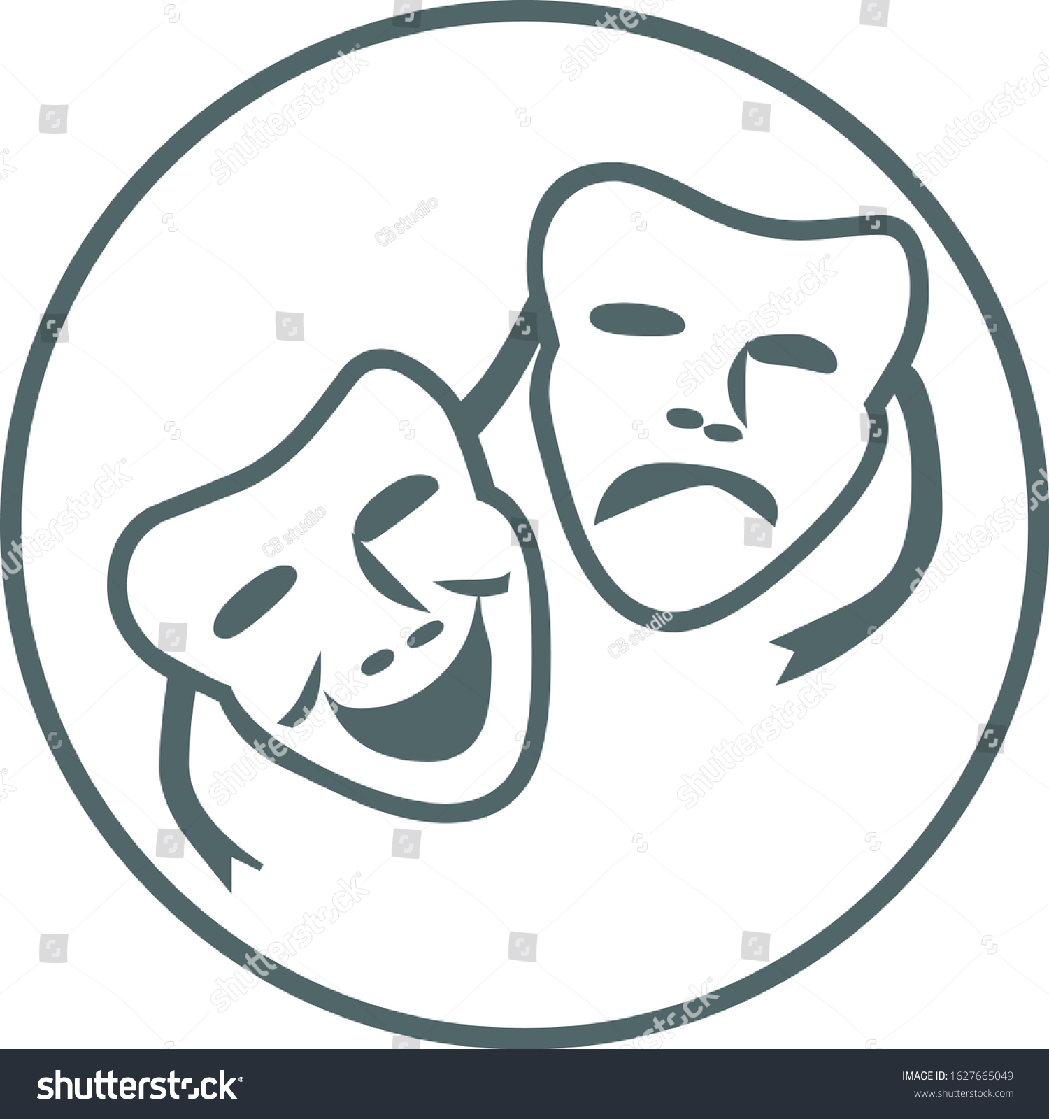 Happy Sad Mask Icon Stock Vector Royalty Free Shutterstock