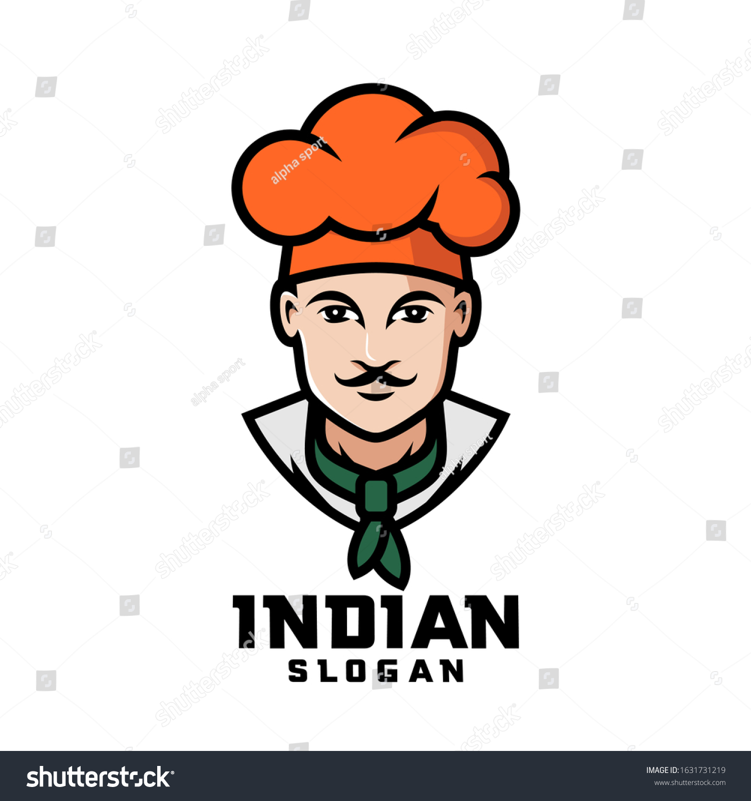 Indian Chef Character Logo Design Cartoon Stock Vector Royalty Free