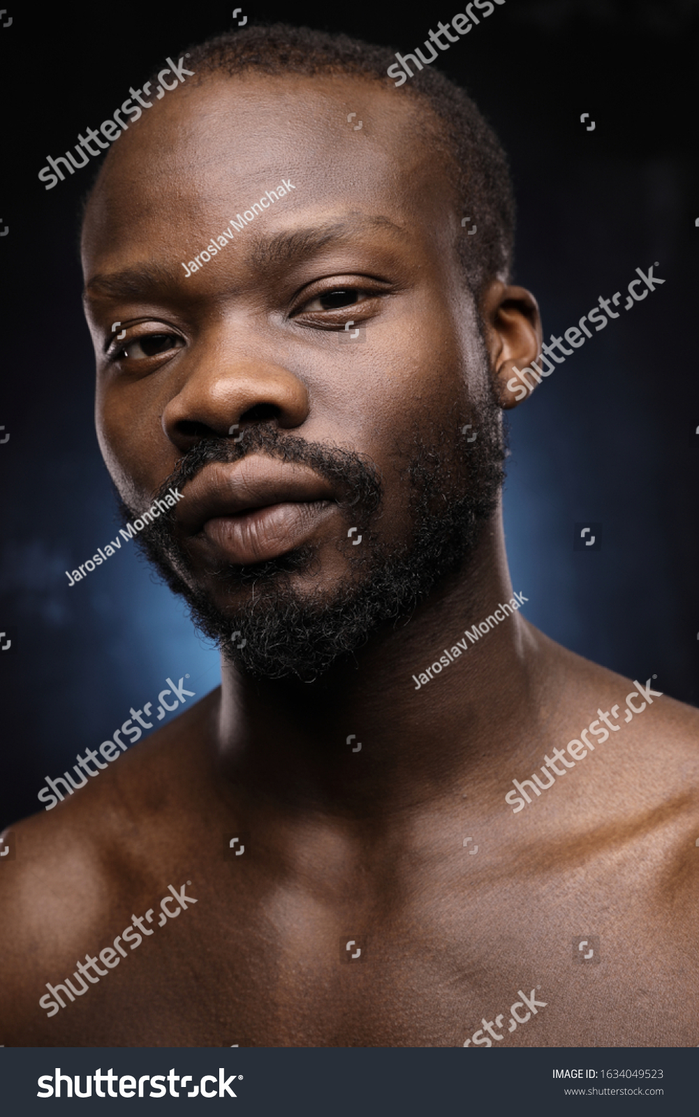 Portrait Handsome Black Man Naked Sports Stock Photo 1634049523