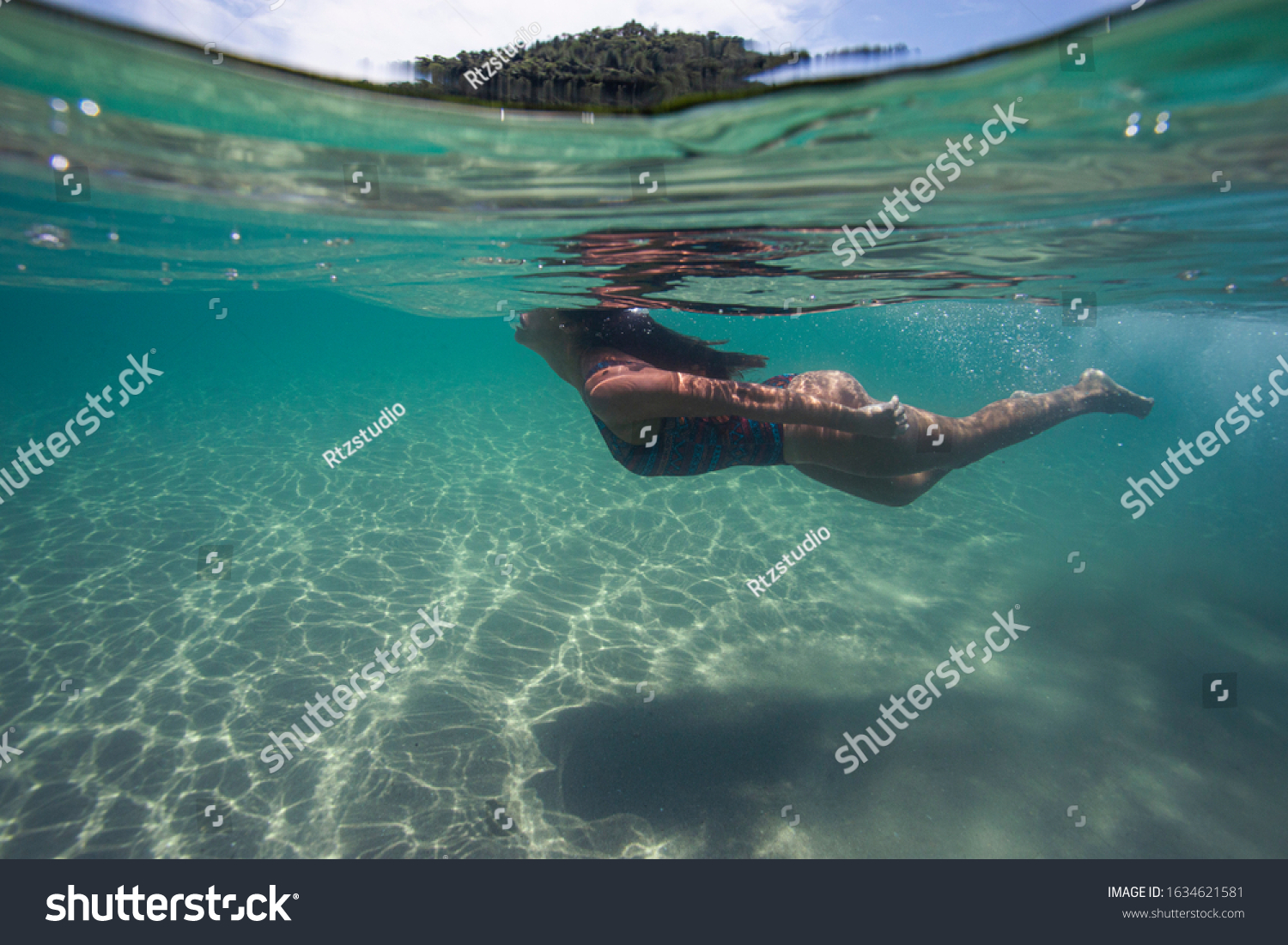 Woman Bikini Dive Underwater Ocean Wave Shutterstock