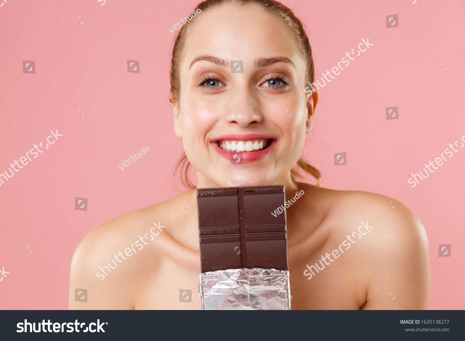 Close Blonde Half Naked Woman S Stock Photo Shutterstock