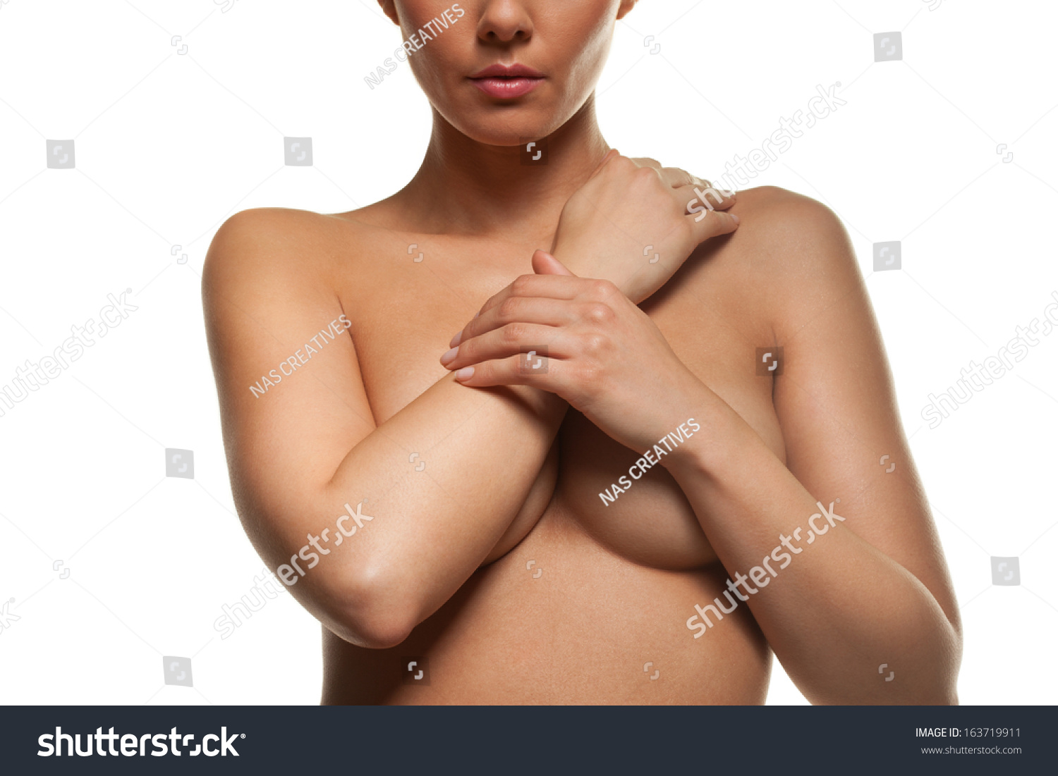 Topless Woman Posing Her Arms Across Stock Photo 163719911 Shutterstock