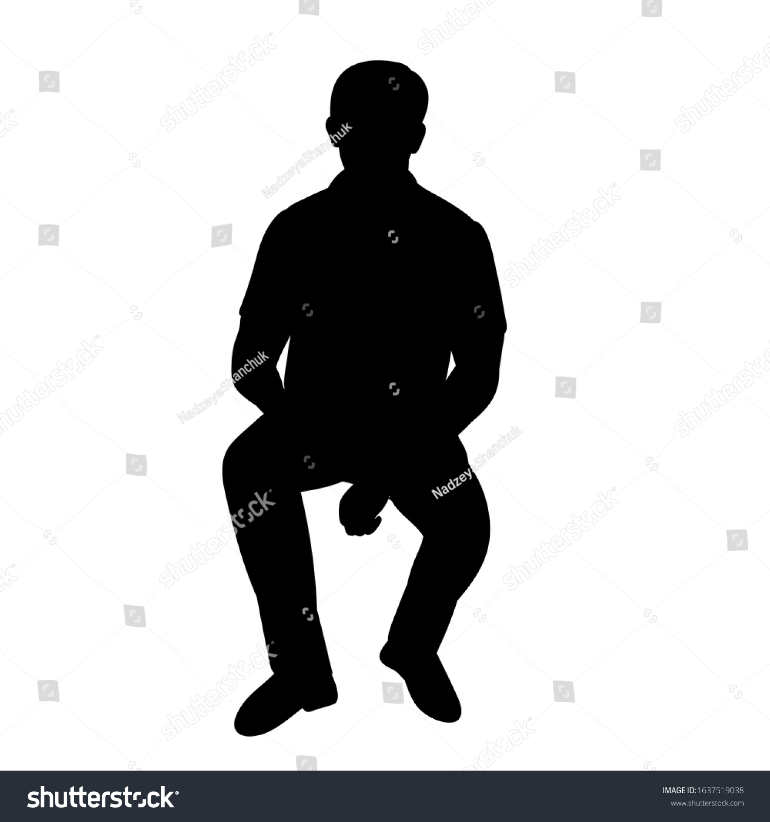 Isolated Black Silhouette Man Sitting Stock Vector Royalty Free