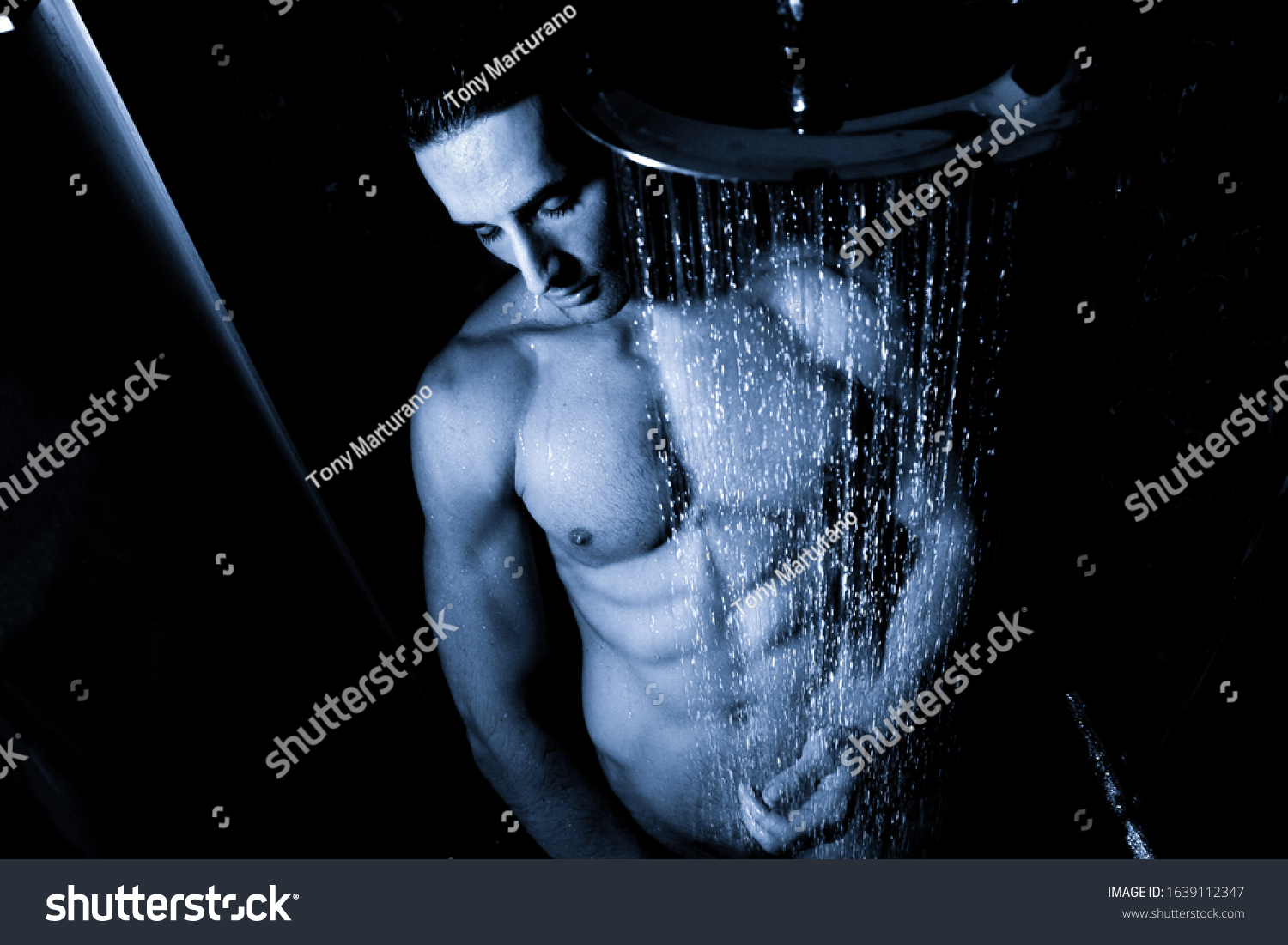 Sexy Portrait Handsome Naked Man Sixpack Stock Photo