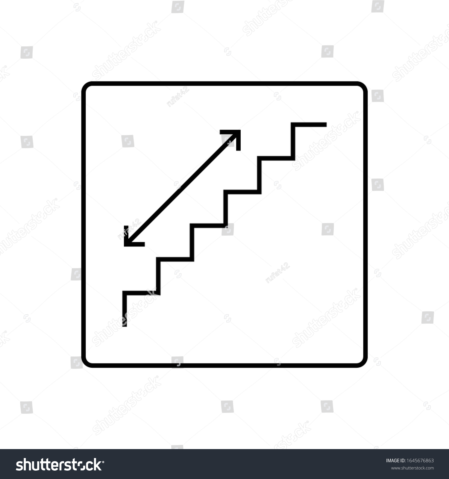 Down Stairs Icon Black Vector Illustration Stock Vector Royalty Free