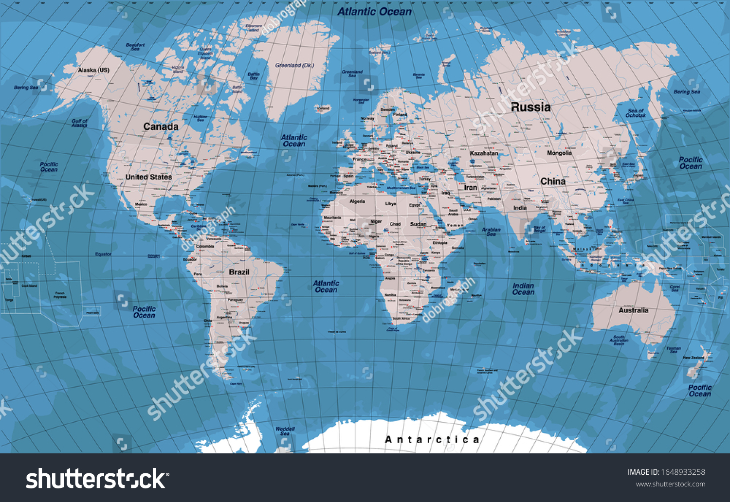 World Map Vector High Detailed Illustration Stock Vector Royalty Free