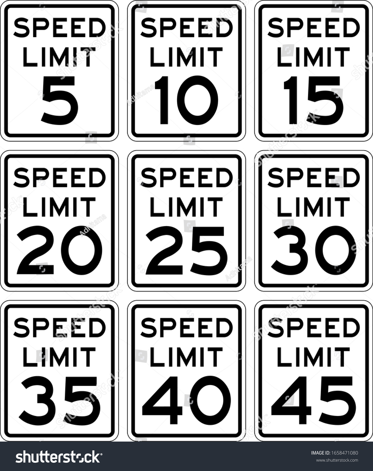 Speed Limit Sign Set Speed Limit Stock Vector Royalty Free