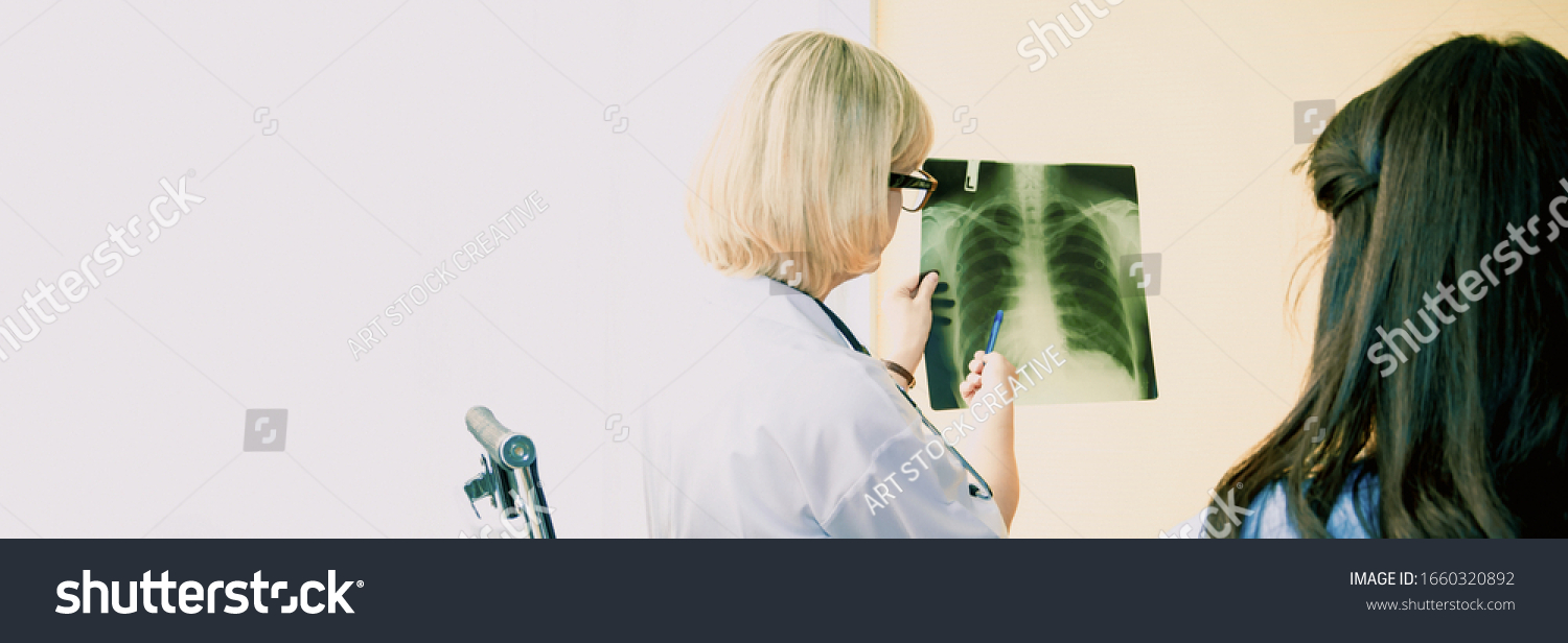 Female Doctor Look Xray Chest Radiographycomputerized Stock Photo