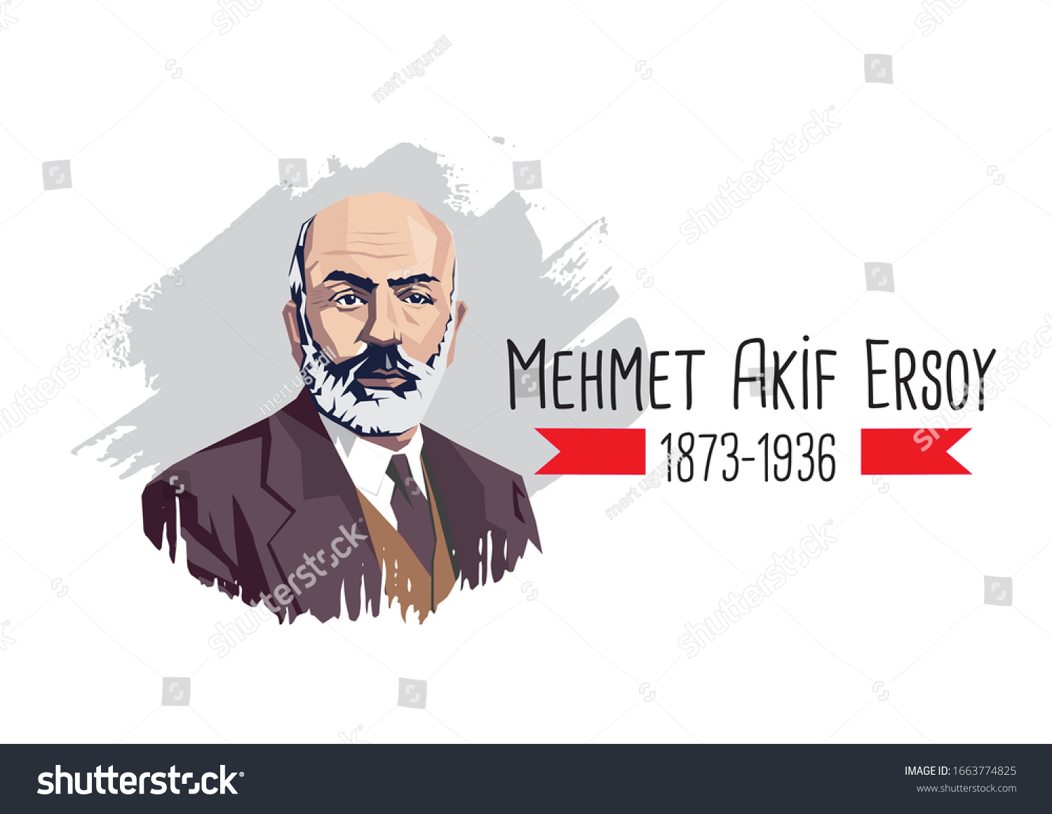 Mehmet Akif Ersoy Turkish Poet Stock Vector Royalty Free