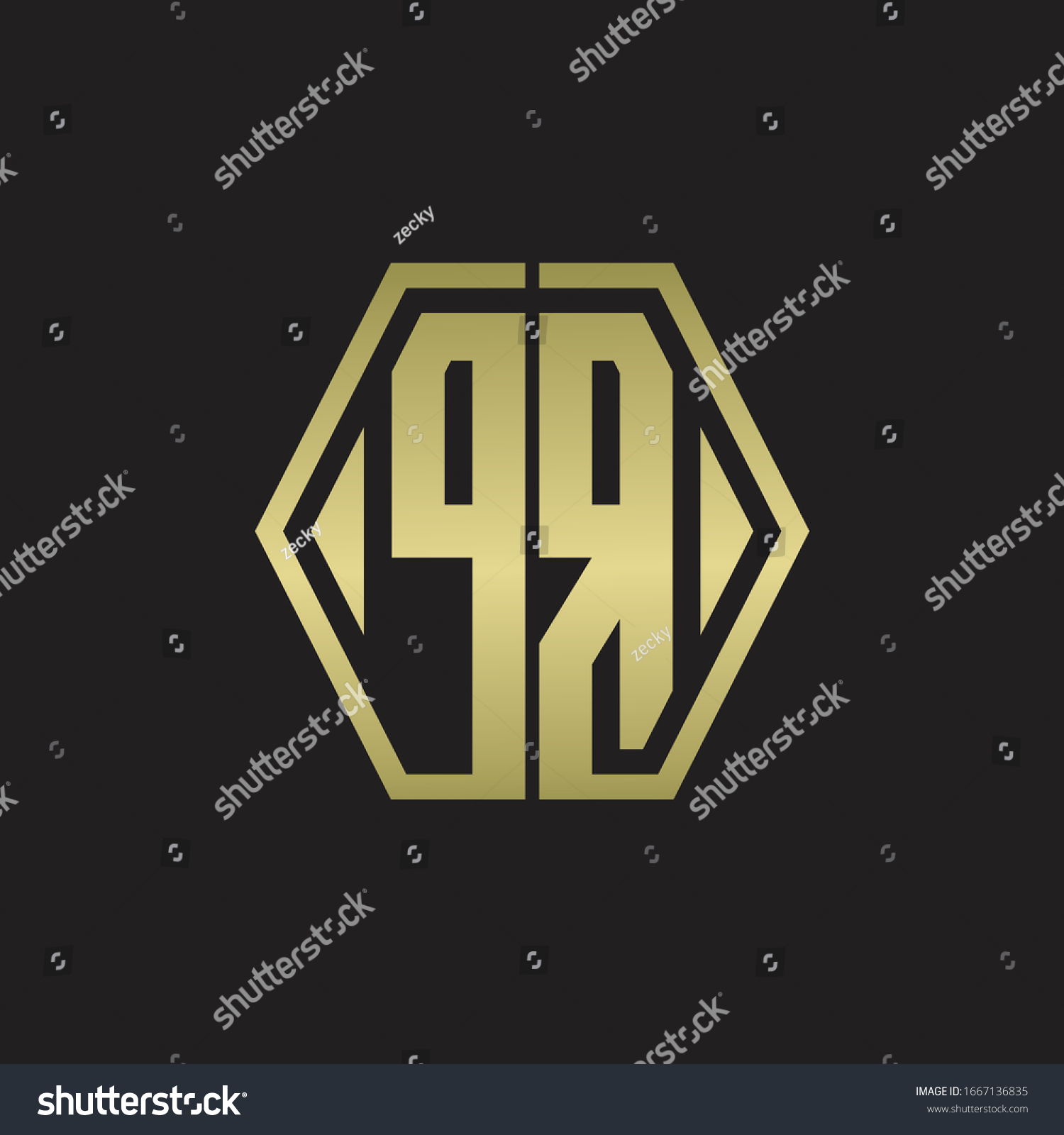 Pr Logo Monogram Hexagon Line Rounded Stock Vector Royalty Free