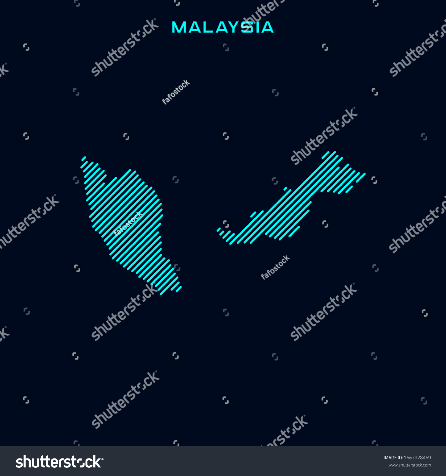 Striped Map Malaysia Vector Design Template Stock Vector Royalty Free