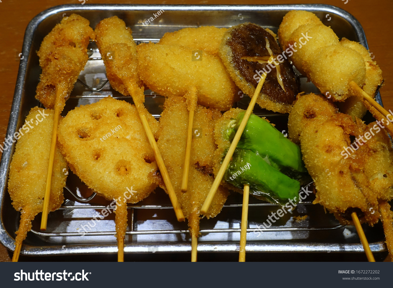 Kushikatsu Deep Fried Skewered Morsels Kushikatsu Stock Photo