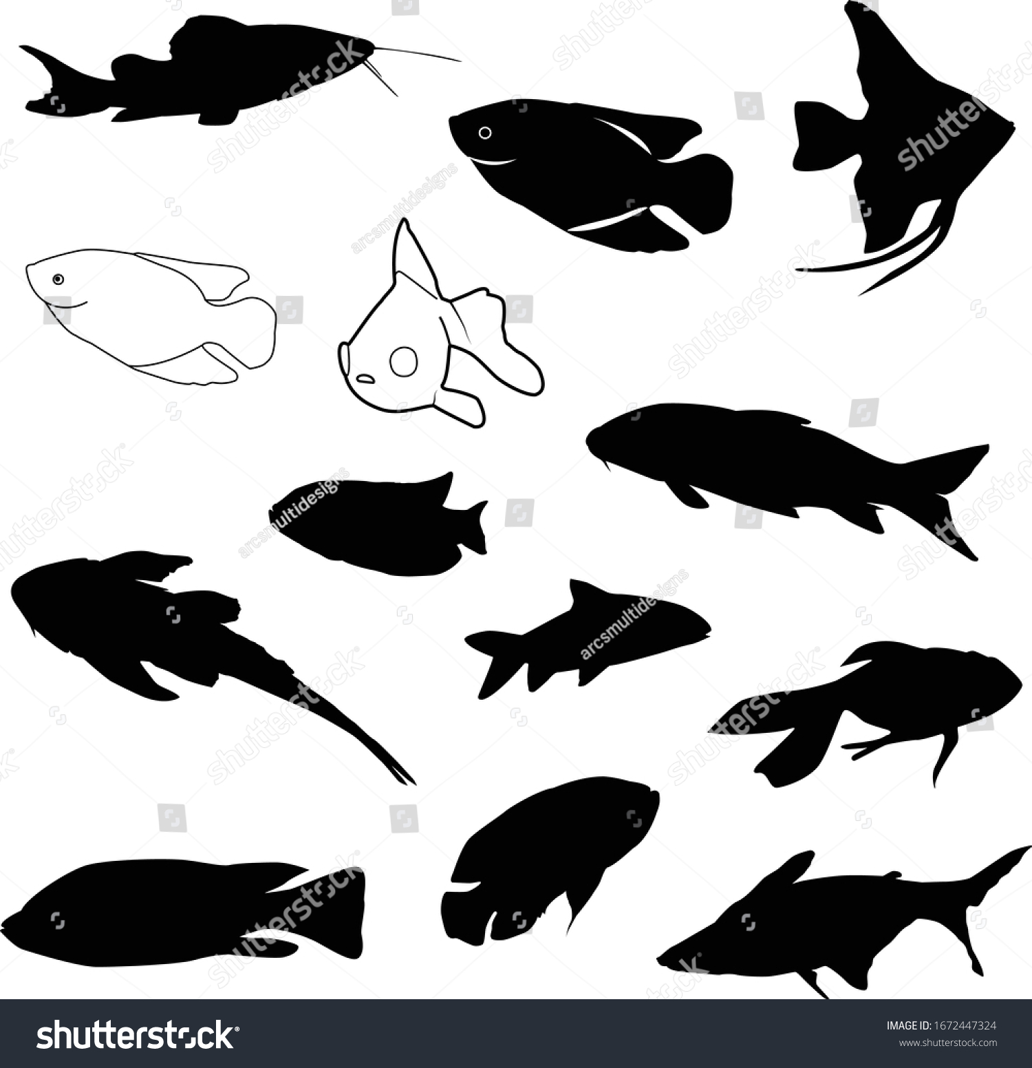 Sea Fish Silhouette Vector Bundle Stock Vector Royalty Free