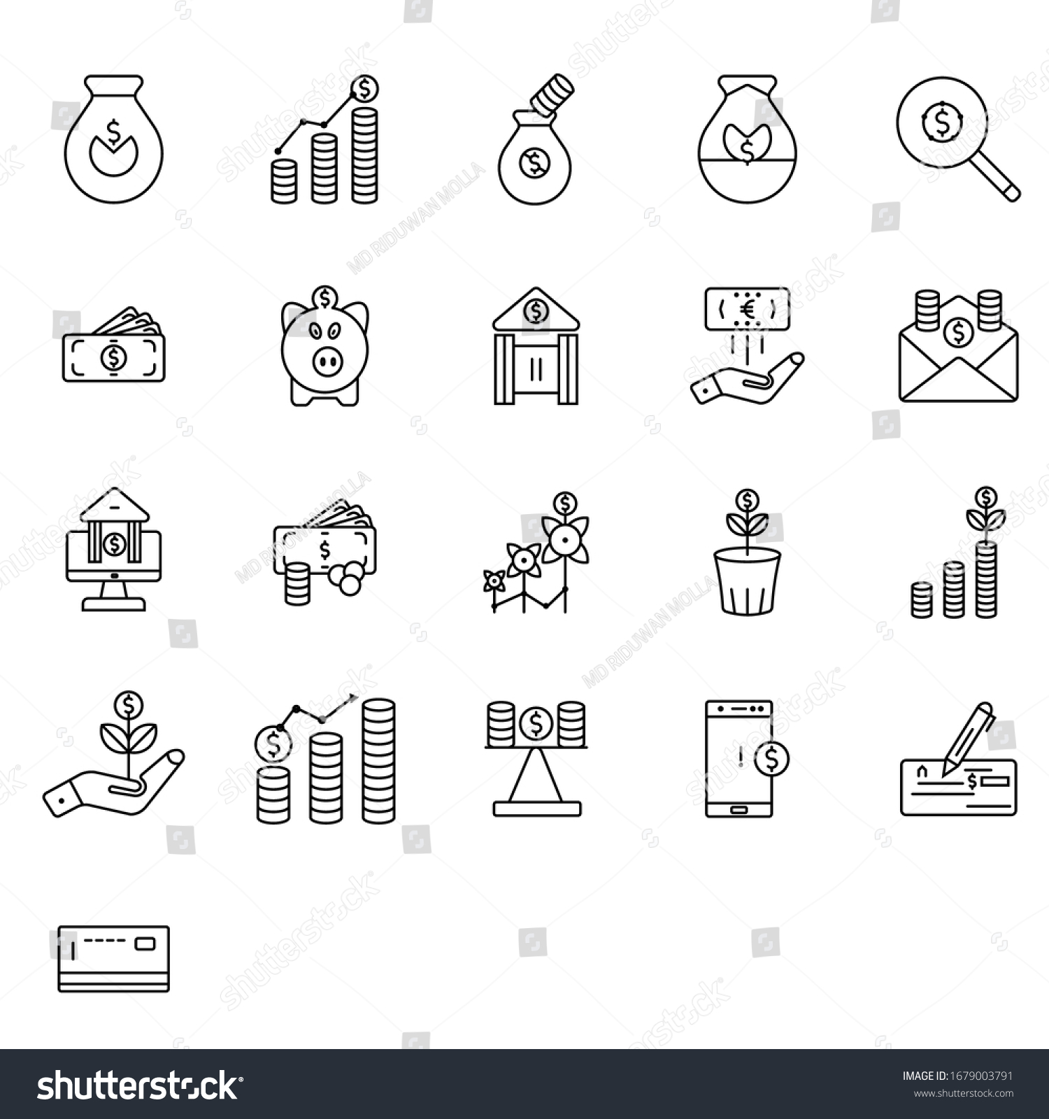 Finance Line Art Icon Set Vector Stock Vector Royalty Free 1679003791