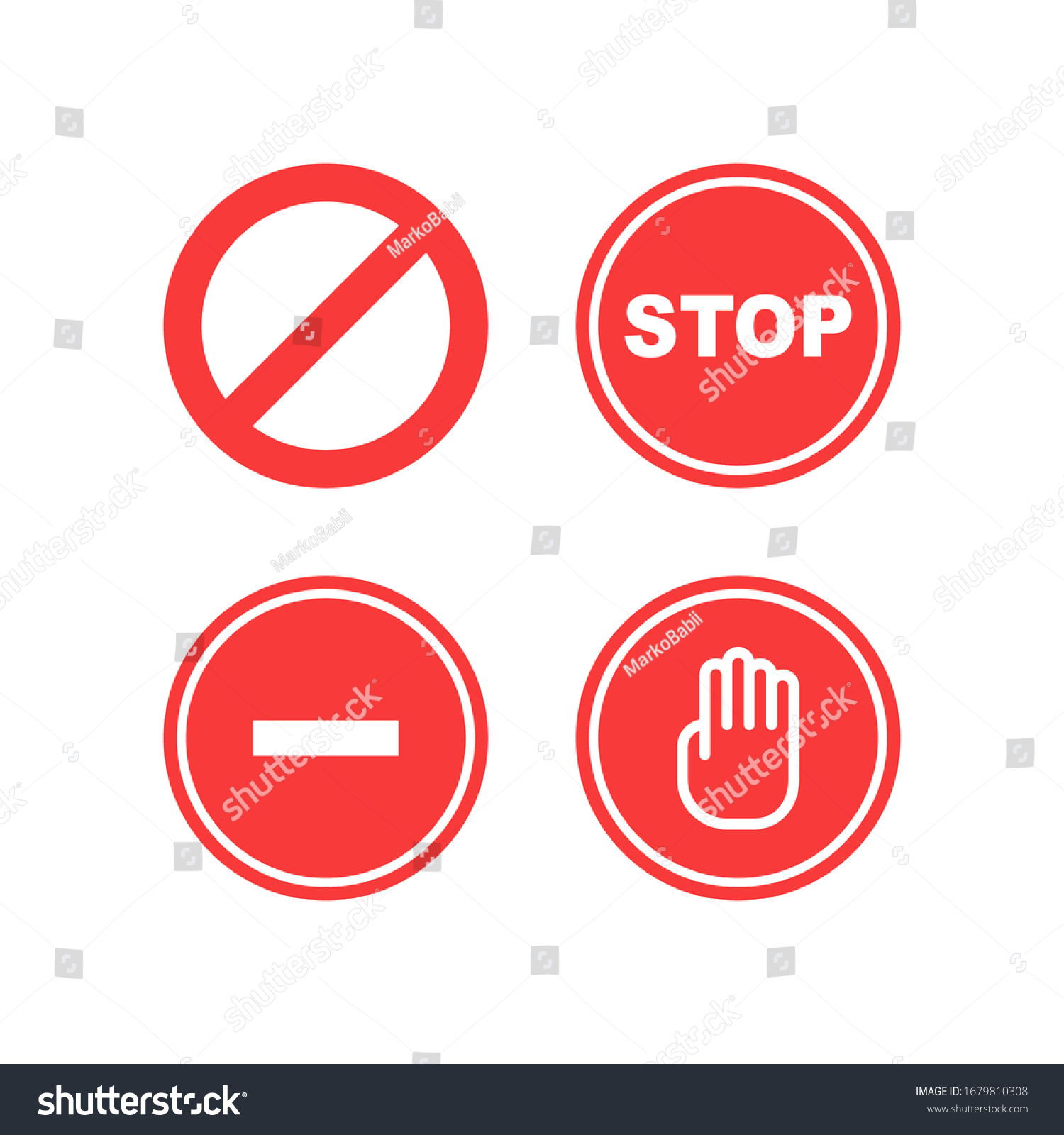 Set Stop Icons Vector Illustration Flat Stock Vector Royalty Free Shutterstock