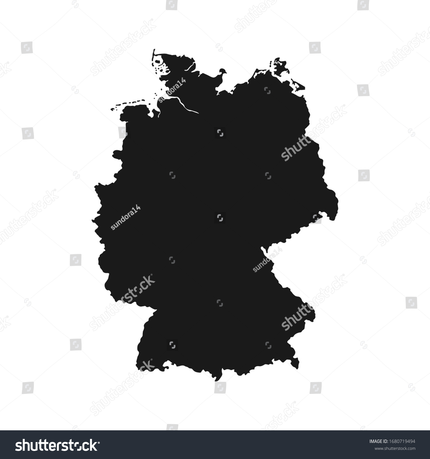 Outline Map Germany Isolated Vector Illustration Stock Vector Royalty