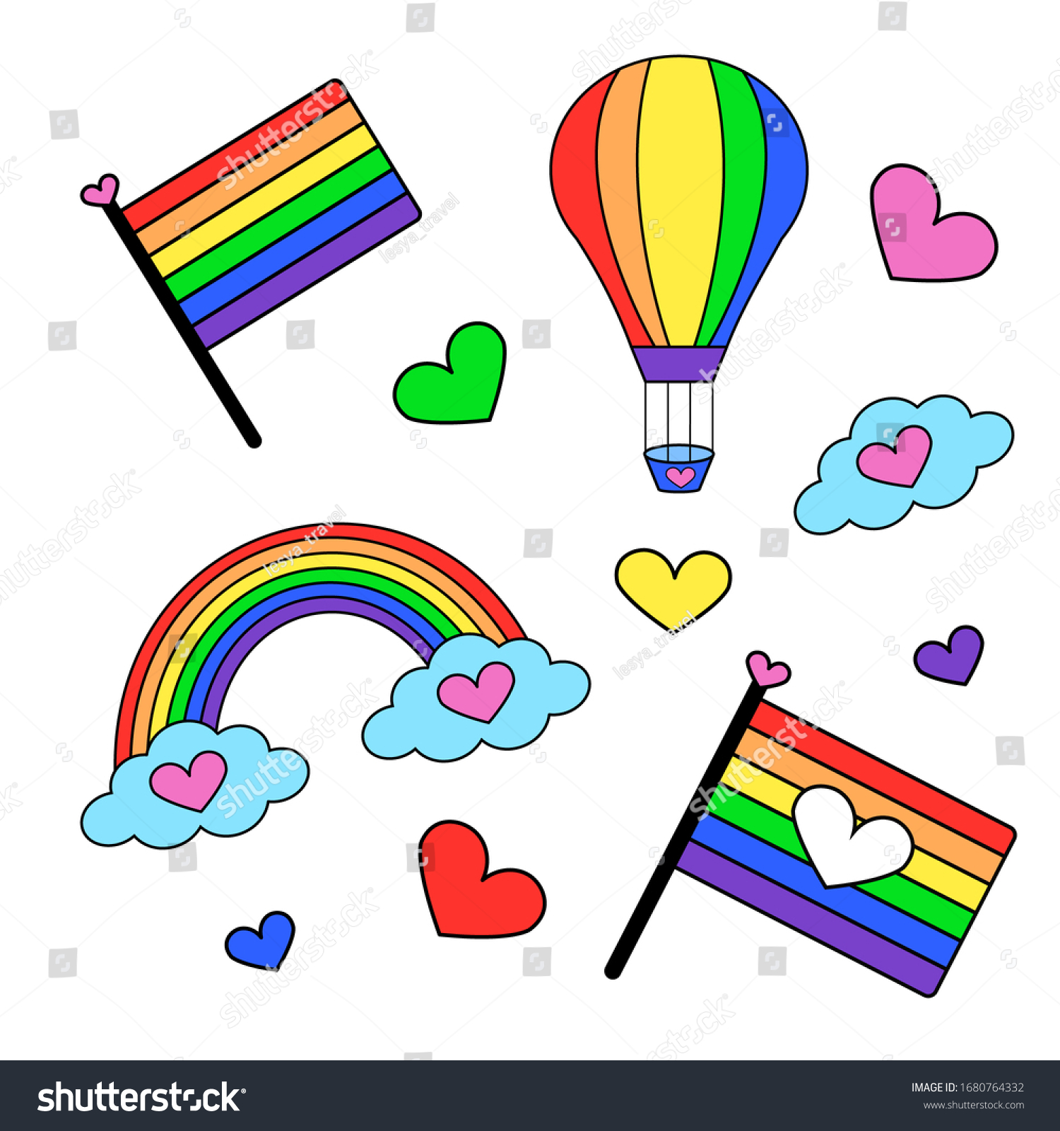 Vector Stikers Set Doodles Pride Lgbtq Stock Vector Royalty Free